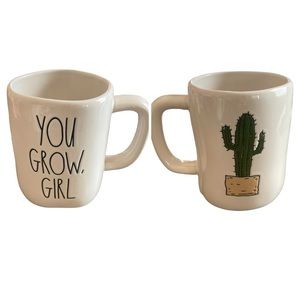 Rae Dunn Double Sided Mug You Grow Girl with Cactus